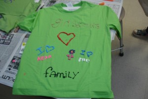 This is the shirt my girls made to earn the Art to Wear Try It.  They wore this for Junior meetings the next year. Photo by Hannah Gold