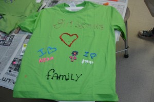 This is the shirt my girls made to earn the Art to Wear Try It. They wore this for Junior meetings the next year. Photo by Hannah Gold