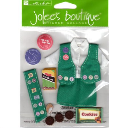 On sale for 80% off and free shipping-Jolee's Boutique Sticker Collage 3D Girl Scout Uniform and Cookies Scrapbooking Kit