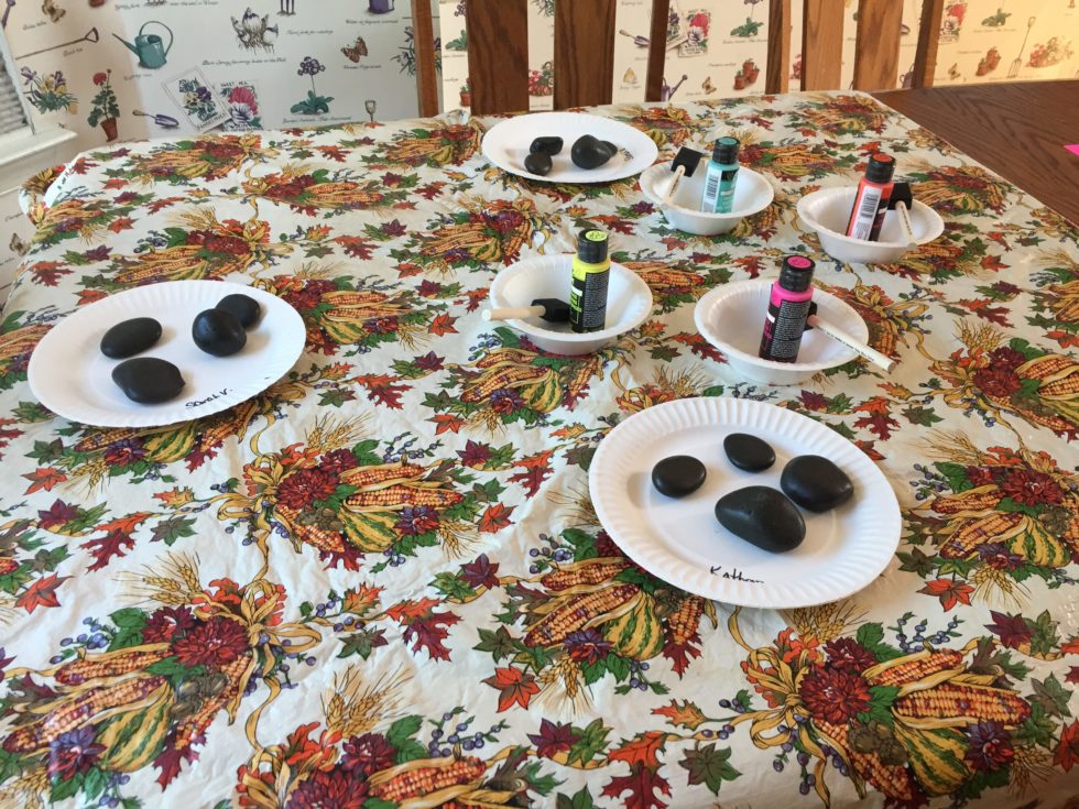 For the Senior Girl Scout Journey Mission:Sisterhood, my troop painted river rocks and wrote messages on them to hand to friends when they needed to know that someone cared.