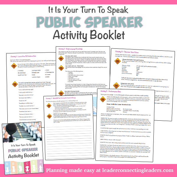 Cadette Public Speaker badge activity packet