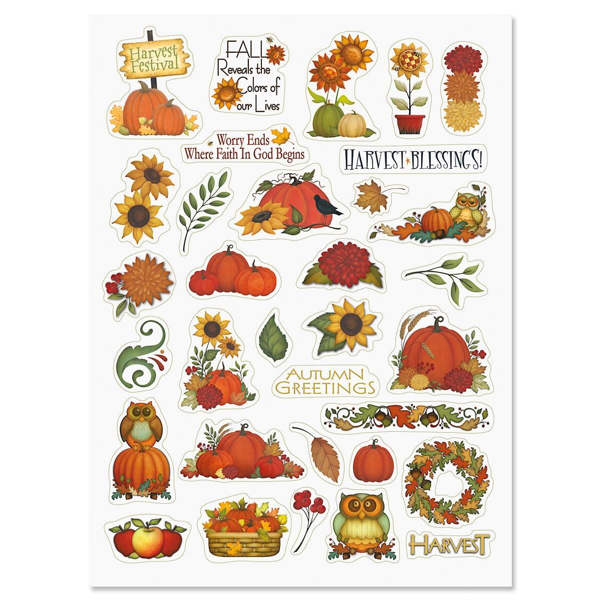 Thanksgiving and fall themed stickers for crafts