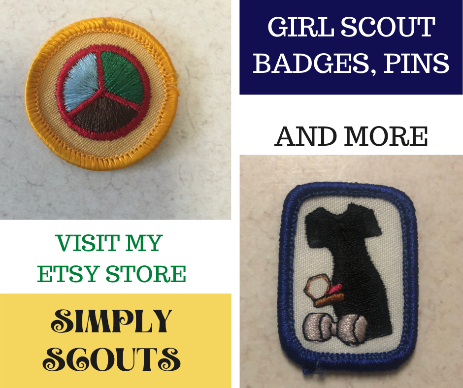 TEXTILE ARTS Cadette RARE Girl Scout Badge #3 of 3 BLUE w/Orange & Brown NEW 