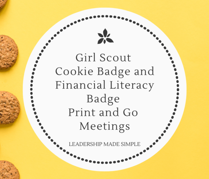 Girl Scout Cookie Badge and Financial Literacy Badge Print and Go Meetings